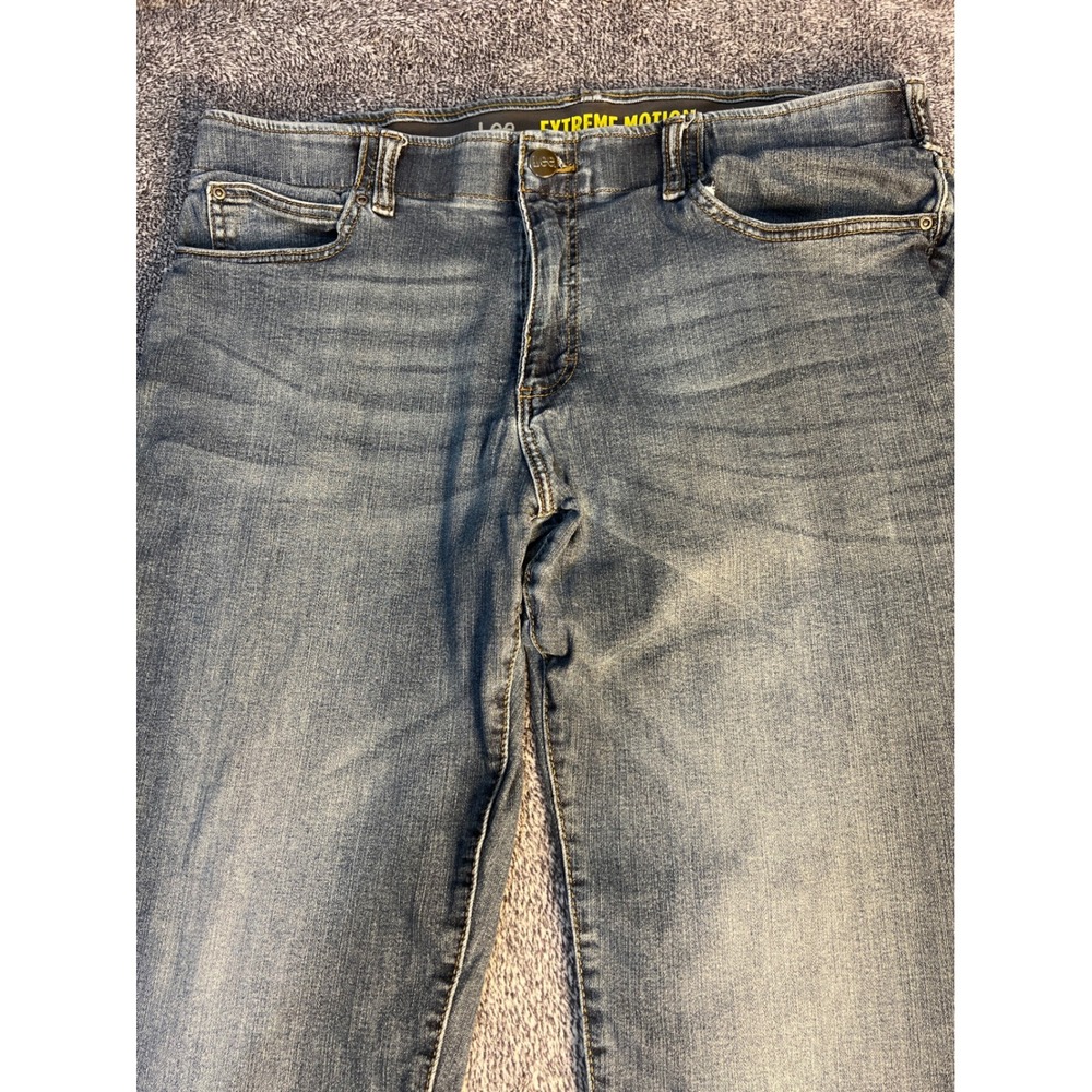 Lee Extreme Motion Mens Jeans 40x29 Blue Straight Fit Stretch Denim 102015037